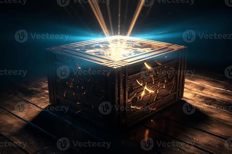 Mysterious Magical Box Opening With Rays Of Light High Contrast Image