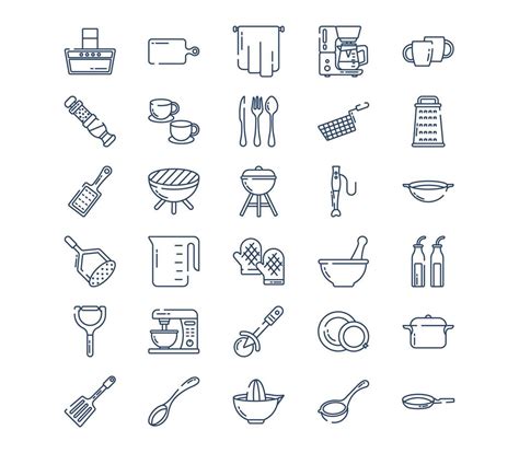 Kitchen And Cooking Tools Icon Set 11797985 Vector Art At Vecteezy