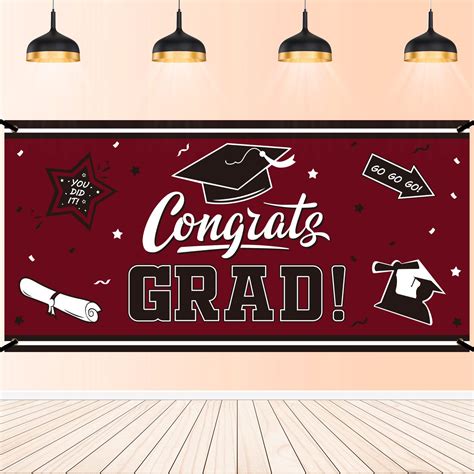 Buy Graduation Backdrop Banner Maroon Large Congrats Grad Party