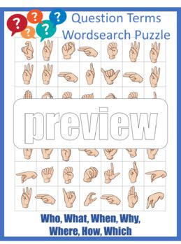 ASL American Sign Language Word Search ASL Questions Signs TPT