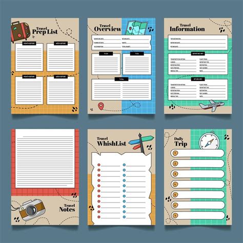 Travel Journal Template Set 5500878 Vector Art At Vecteezy