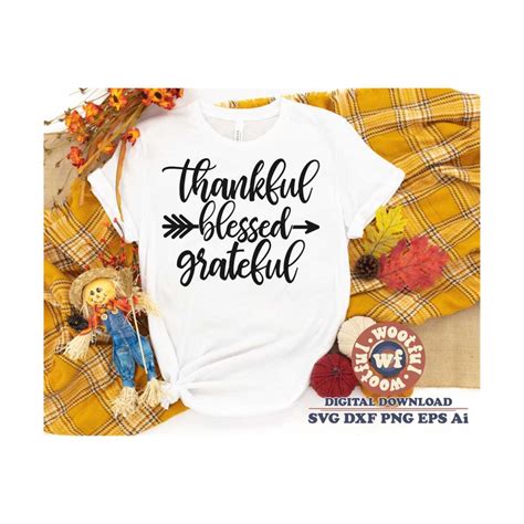 Thankful Grateful Blessed Svg Fall Svg Autumn Svg Thanksg Inspire