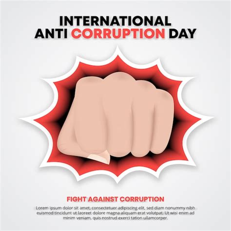 Premium Vector International Anti Corruption Day Banner With A Hand