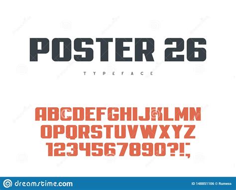 Latin Uppercase Alphabet Letters And Numbers Retro Poster Font Stock Vector Illustration Of