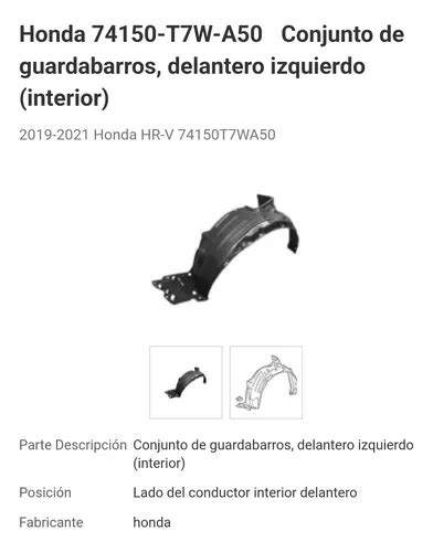 Tolva Salpicadera Original Izquierdo Honda Hr V 2019 2022 MercadoLibre