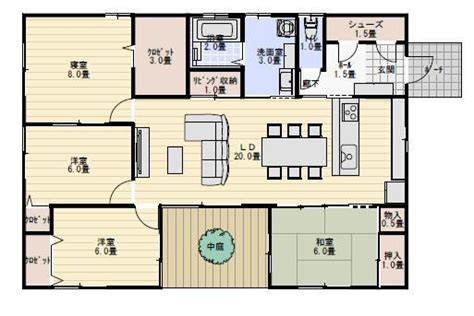 32坪4ldk中庭のある平屋の間取り 平屋間取り 平屋 間取り 中庭のある平屋 間取り