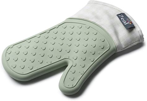 Zeal Silicone Heavy Duty Single Oven Mitt Glove Gingham Sage Green 29