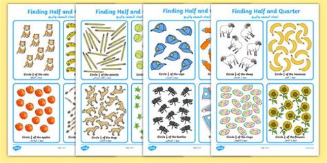 Finding Half And Quarter Worksheet Worksheet Arabic Translation