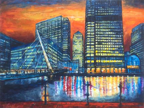 Bridge To Canary Wharf By Patricia Clements Art2arts