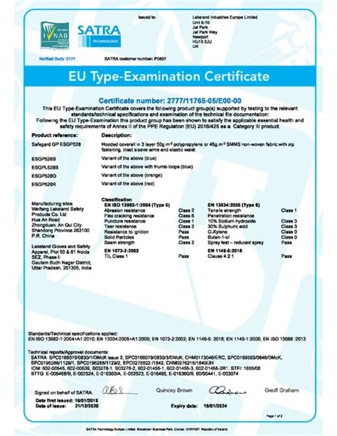 Combined Safegard Gp Eu Type Examination Certificate Examination