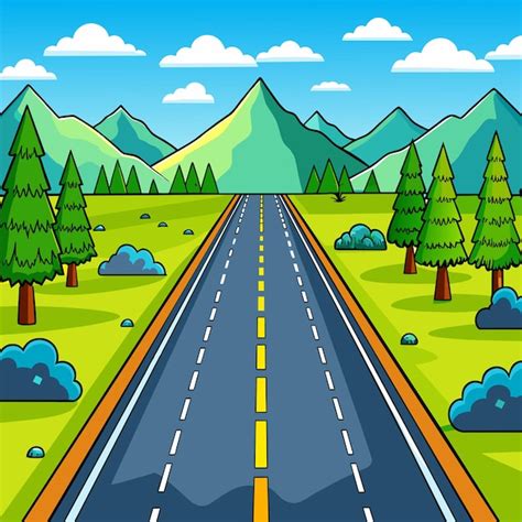 Premium Vector Highway Road With Beatuful Nature Vector Illustration