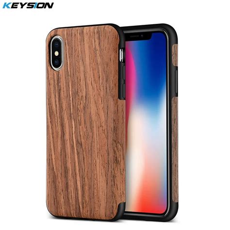 KEYSION Phone Case For IPhone X Luxury Vintage Wood Grain And TPU Anti