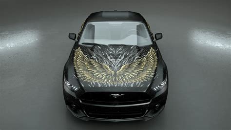 Autodesign Dark Wings Gold Wegaswerbung Beschriftung Druck Werbebau