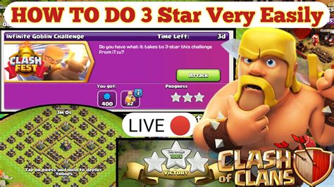 Easily 3 Star Infinite Goblin Challenge Coc New Event Attack Clash