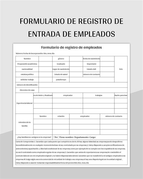 Plantillas Formulario De Registro De Entrada De Empleados Para Excel