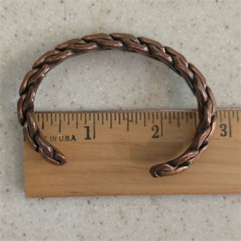 Vintage Braided Copper Cuff Bracelet Gem