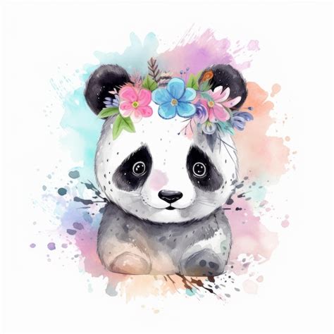 Premium AI Image Cute Watercolor Panda Isolated Illustration AI