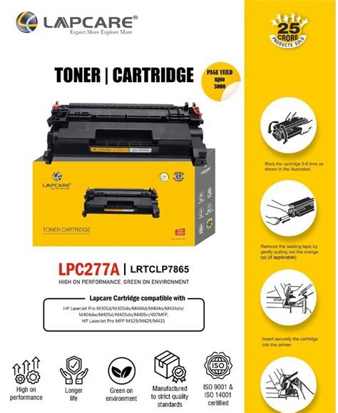 Black Lapcare LPC 277A Toner Cartridge For Laser Printer Page Yield