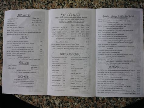 Menu At Napolis Italian Restaurant Nacogdoches