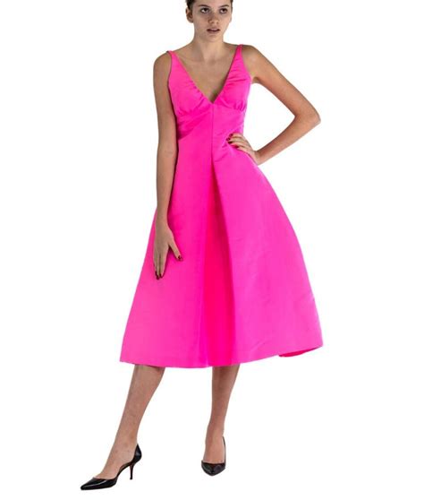 S Isaac Mizrahi Hot Pink Silk Faille Cocktail Dress Etsy