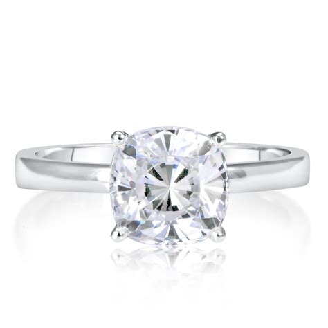 Ct Prong Solitaire Cushion Cut Diamond Engagement Ring Vs F White