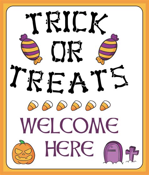 Welcome Trick Or Treat Sign Halloween - 15 Free PDF Printables | Printablee