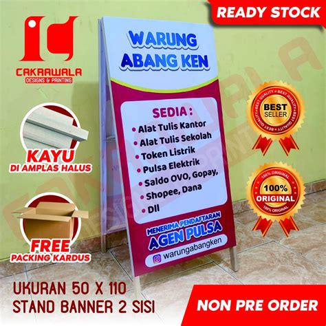 Jual Stand Banner Kayu Warung Dan Alat Tulis Ukuran X Standing