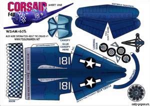 Vought Corsair F4U 4 варианта раскраски Fiddlers Green из бумаги