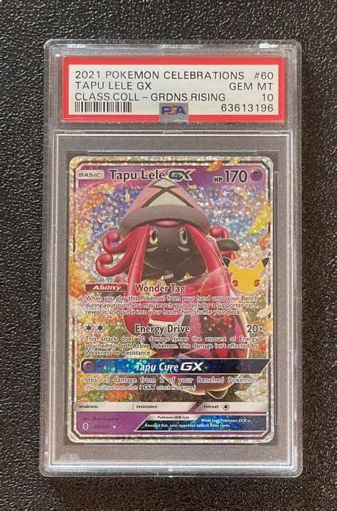 PSA 10 Pokemon Tapu Lele GX 60 145 Celebrations Classic Collection