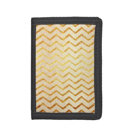 Gold Chevrons Faux Foil Glitter Background Chevron Trifold Wallet