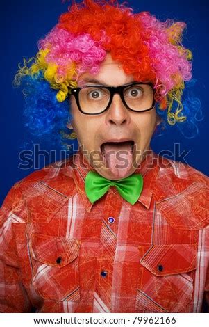 Funny Guy Naked Blue Wig Red Stock Photo Shutterstock