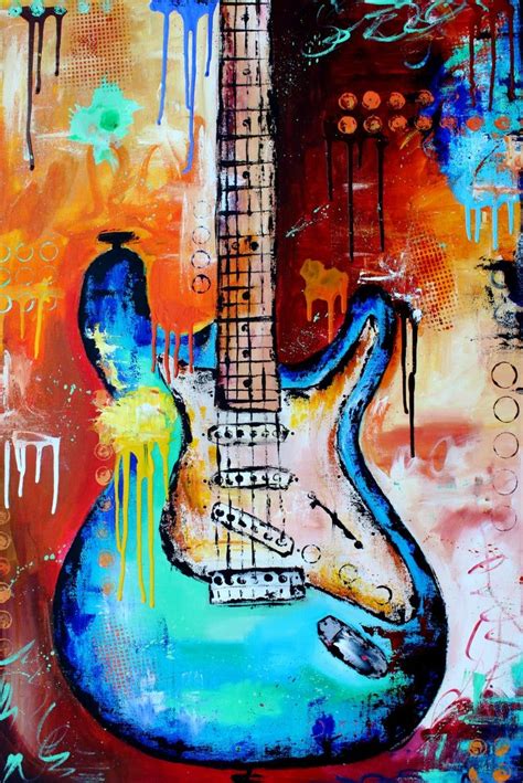 Free Shipping Original Made to Order Guitar Painting Abstract - Etsy | Music art painting ...