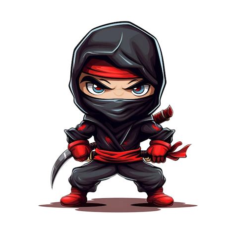 Ninja De Dibujos Animados Sobre Fondo Blanco Foto Premium