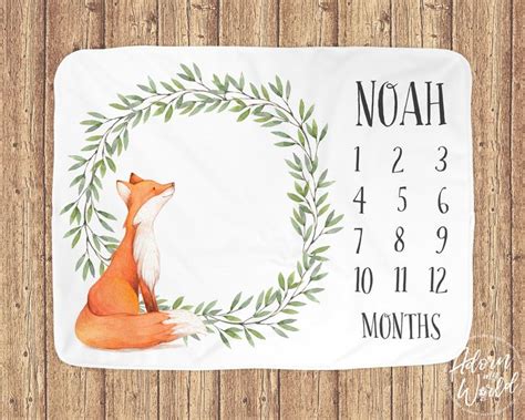 Personalized Baby Milestone Blanket Fox Baby Blanket Baby | Etsy | Fox ...