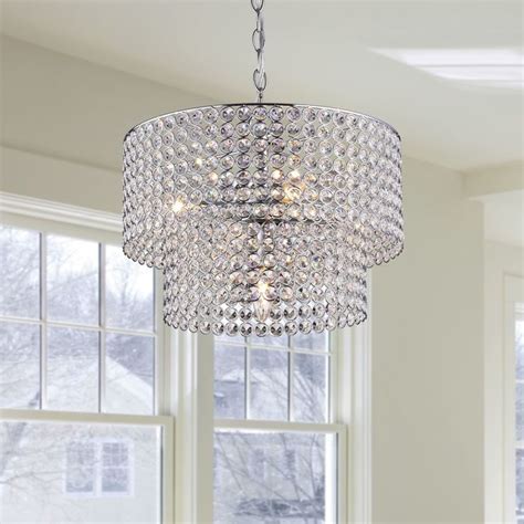 Ainhoa 5 Light Chrome Double Round Crystal Chandelier Bed Bath