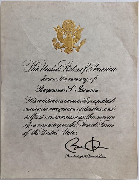 Lot - US President Recognition Certificate, Signed