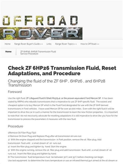 Zf 6hp26 6hp28 Transmission Fluid Service Procedure Download Free Pdf Transport Motor Vehicle