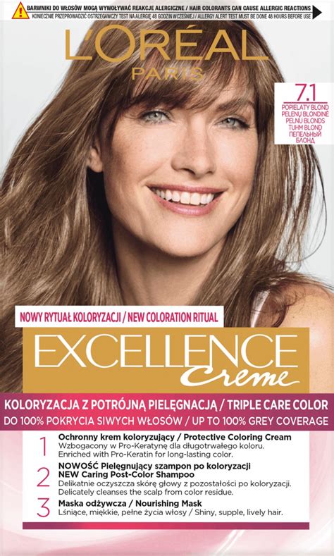 Loreal Excellence Creme Krem Koloryzujący Farba do Włosów 7 1 Popielaty