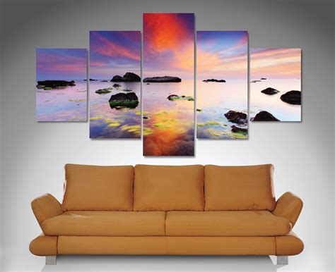 Perfect Sunrise 5 Panel Wall Art Print Canvas