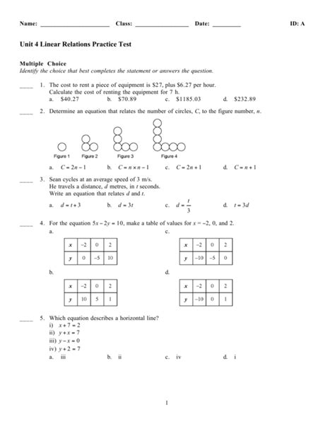 Unit 4 Linear Equations Quiz 1 Answer Key Tessshebaylo