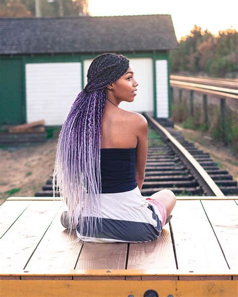 Box Braids With Purple Color