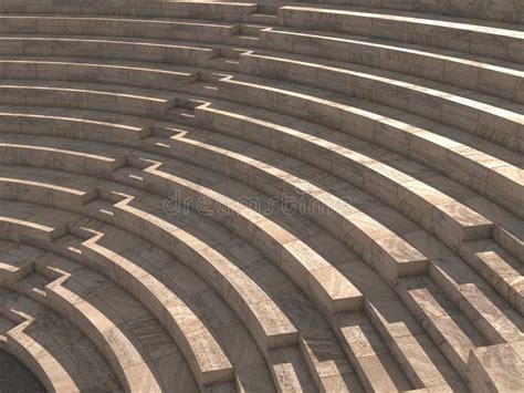 3d Rendering Of A Classic Amphitheatre With Stone Steps Stock