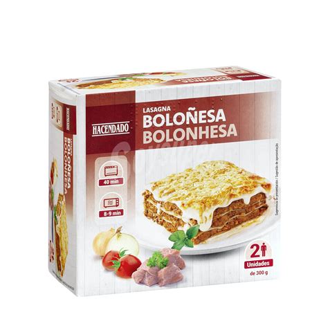 Hacendado Lasaña boloñesa 2 raciones congelada Pack 2 x 300 g