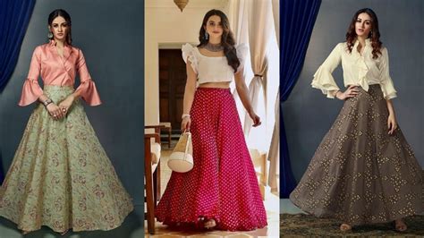 Latest Stylish Long Skirt Designscrop Top With Long Skirtparty Wear