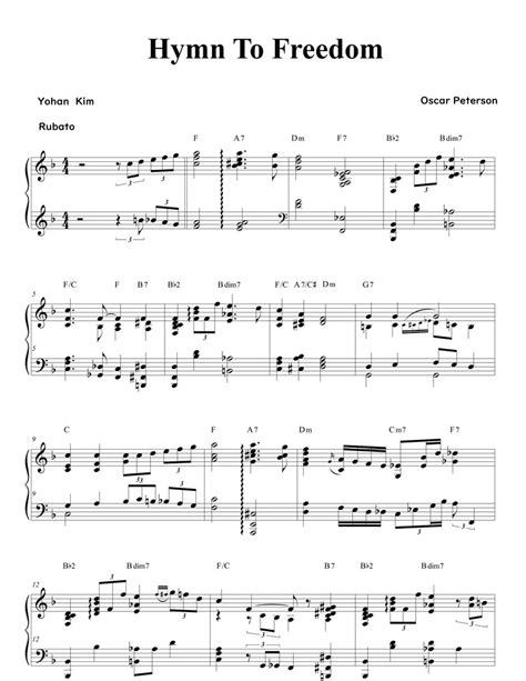 Hymn To Freedom Sheet Music Yohan Kim Music