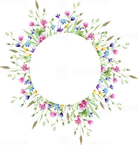 Wildflowers Frame Watercolor Clipart 21952846 Png