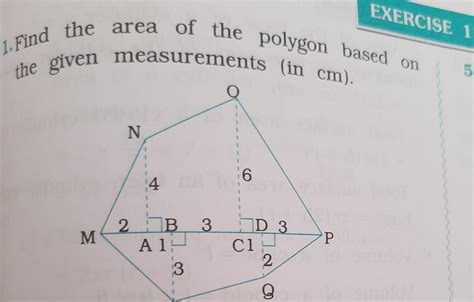 1 Find The Area Of The Polygon Based On The Given Measurements In Cm