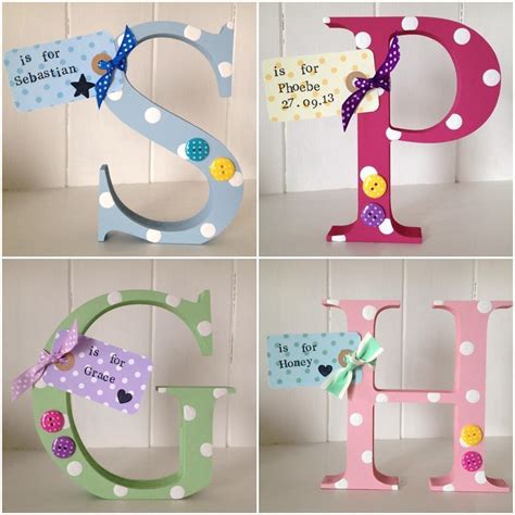 Personalised Wooden Initial Letter Wooden Letters Decorated Wooden