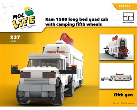 Lego Moc Ram 1500 Long Bed Quad Cab Fifth Gen With Camping Fifth Wheels