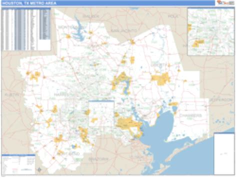 Houston Texas Metro Area Wall Map